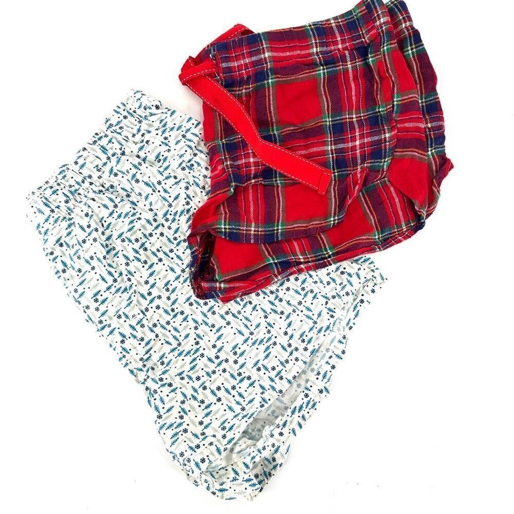 Y2K Old Navy Women’s Holiday Flannel Red Plaid Sleep‎ Shorts Pajamas PJs Medium